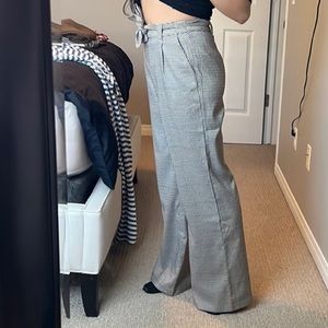 ICHI Women's plaid wide leg trouser